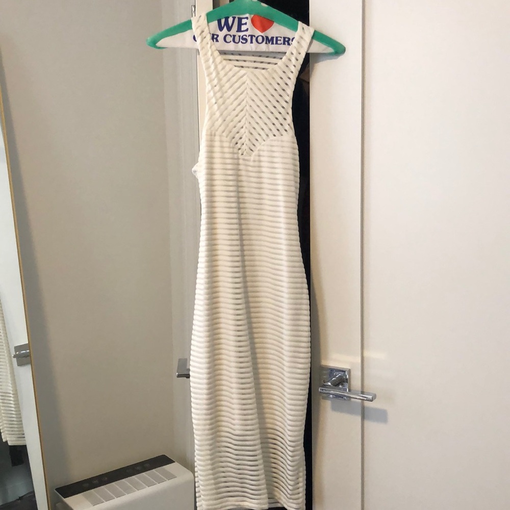 White racer back dress with cutout in back